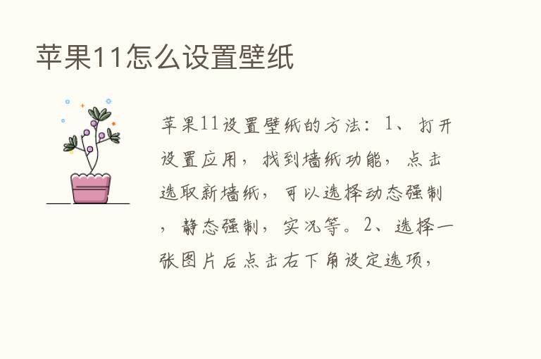 苹果11怎么设置壁纸