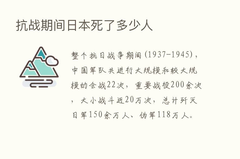 抗战期间日本死了多少人