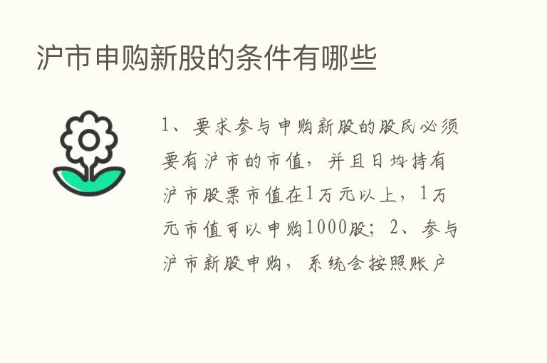 沪市申购新股的条件有哪些