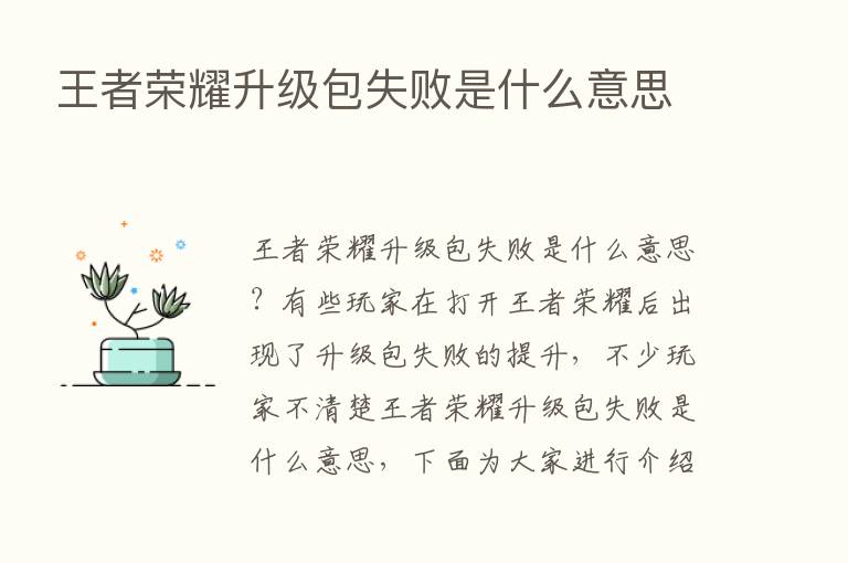 王者      升级包失败是什么意思