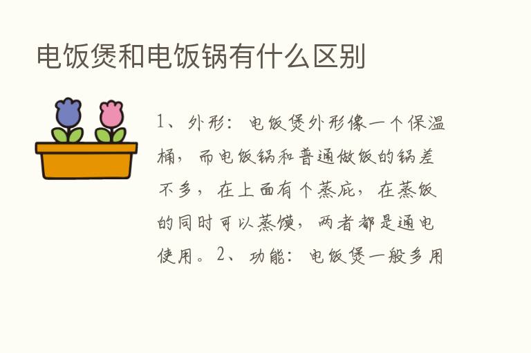 电饭煲和电饭锅有什么区别