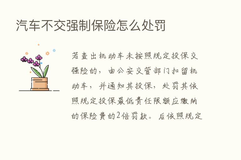 汽车不交强制      怎么处罚