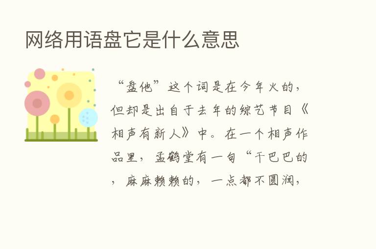 网络用语盘它是什么意思