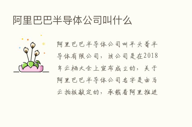 阿里巴巴半导体公司叫什么