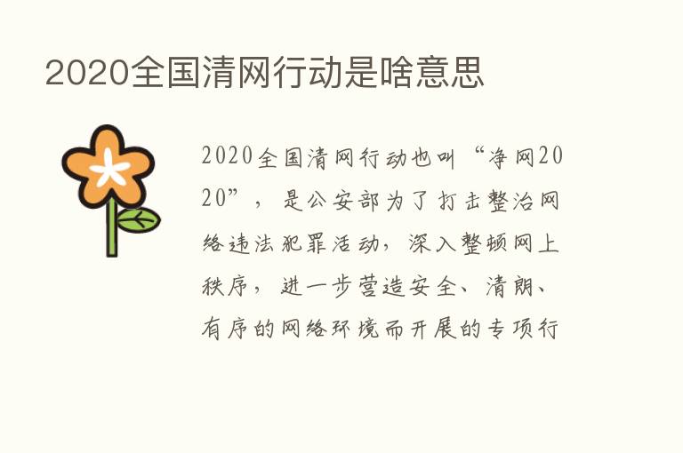 2020全国清网行动是啥意思