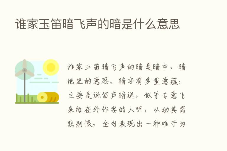 谁家玉笛暗飞声的暗是什么意思