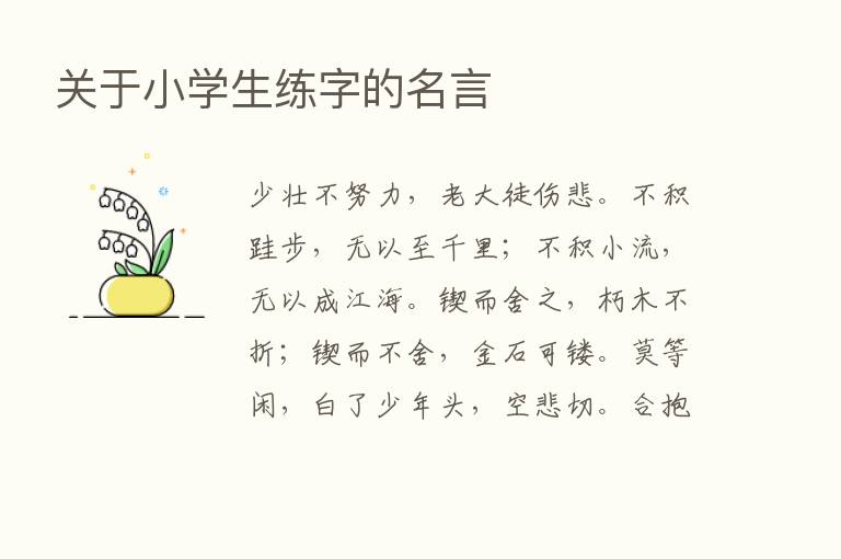 关于小学生练字的名言