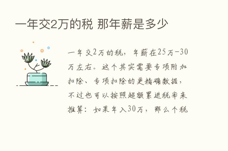 一年交2万的税 那年薪是多少