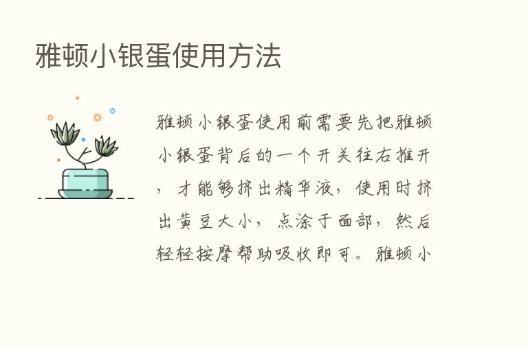 雅顿小银蛋使用方法