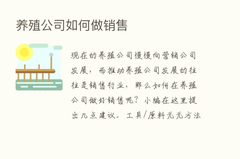 养殖公司如何做销售