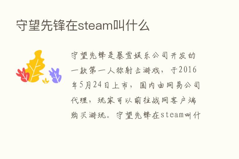 守望先锋在steam叫什么