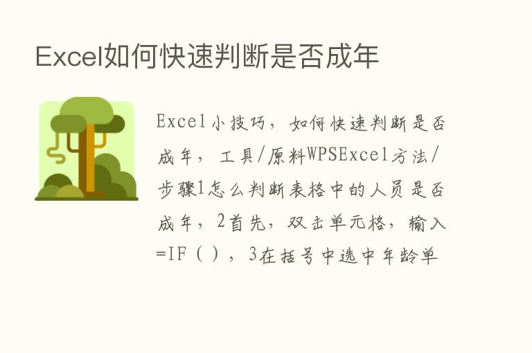 Excel如何快速判断是否成年