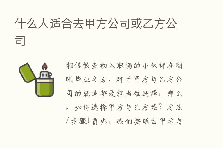 什么人适合去甲方公司或乙方公司