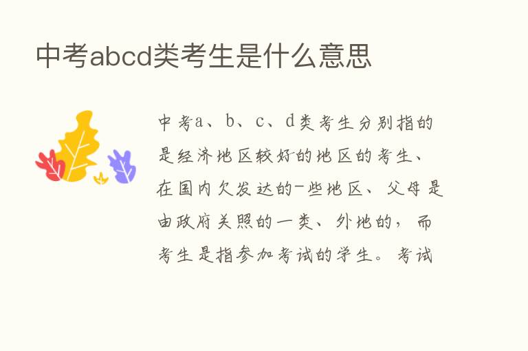 中考abcd类考生是什么意思