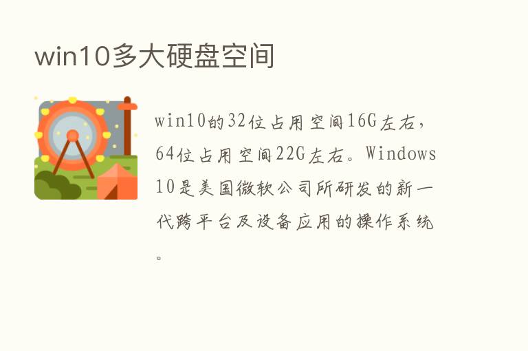 win10多大硬盘空间