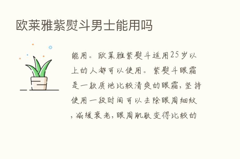 欧莱雅紫熨斗男士能用吗