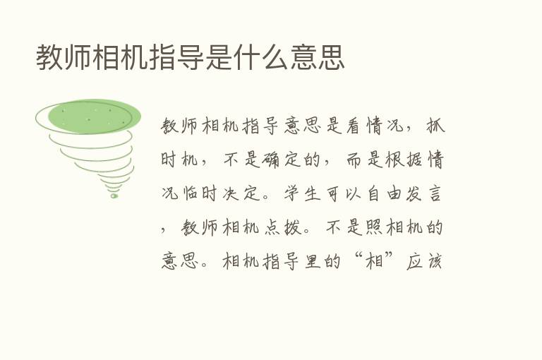 教师相机指导是什么意思