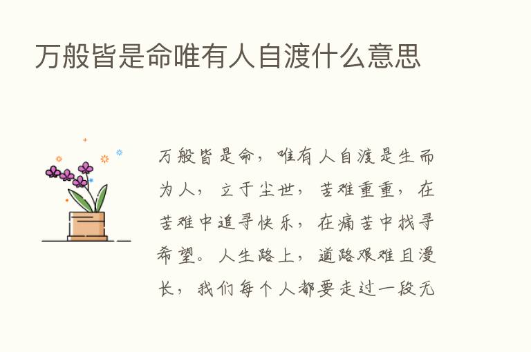 万般皆是命唯有人自渡什么意思