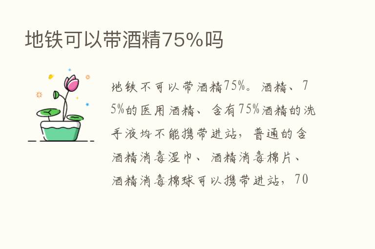 地铁可以带酒精75％吗