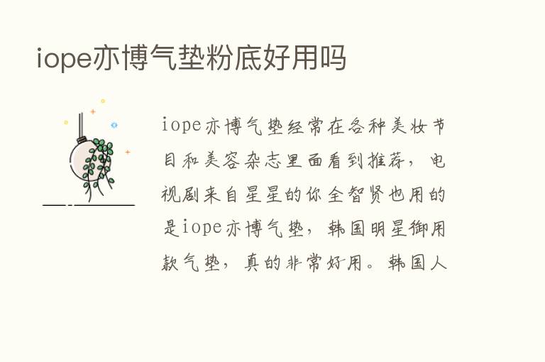 iope亦博气垫粉底好用吗