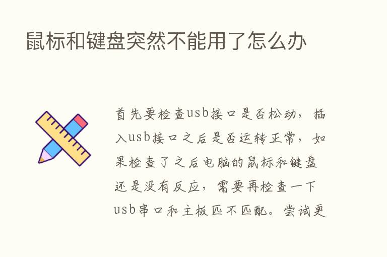 鼠标和键盘突然不能用了怎么办