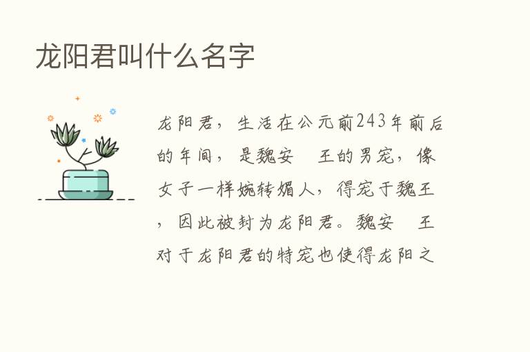 龙阳君叫什么名字