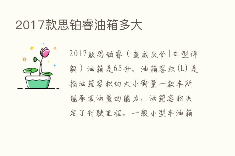 2017款思铂睿油箱多大