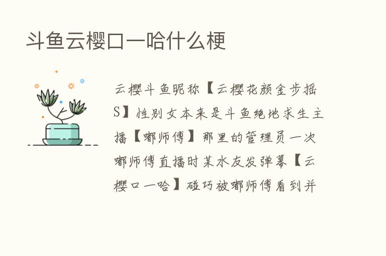 斗鱼云樱口一哈什么梗