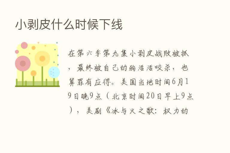 小剥皮什么时候下线