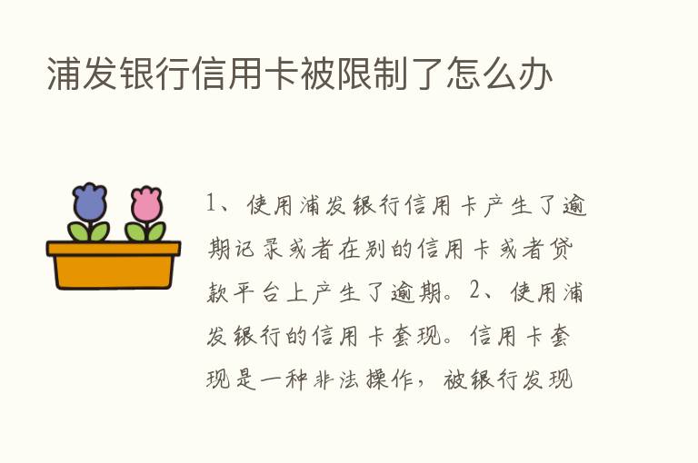 浦发银行信用卡被限制了怎么办