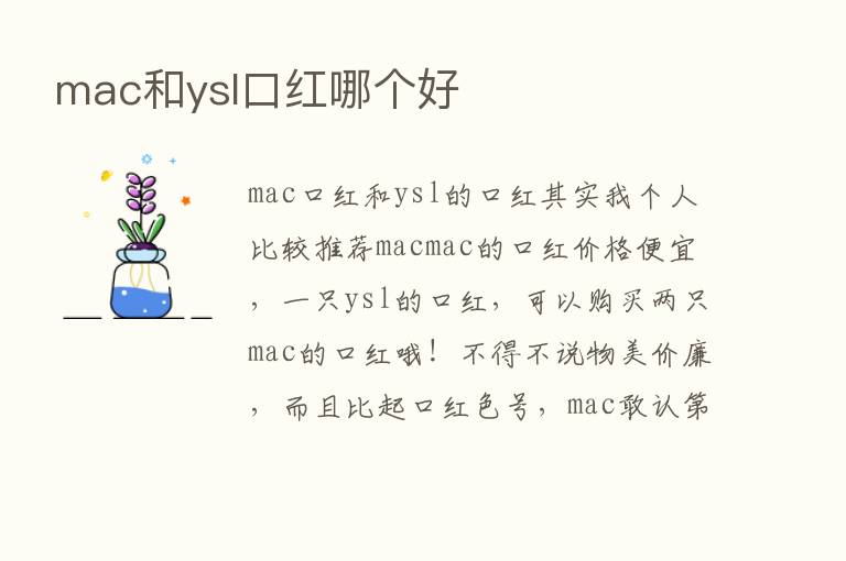 mac和ysl口红哪个好