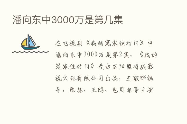 潘向东中3000万是   几集