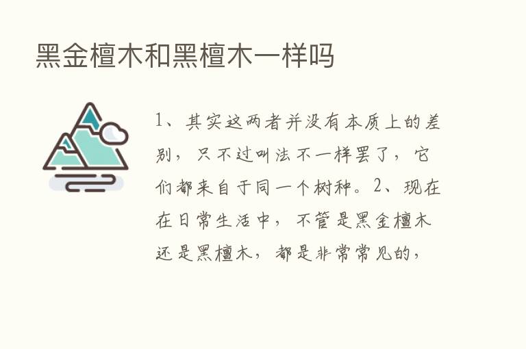 黑金檀木和黑檀木一样吗