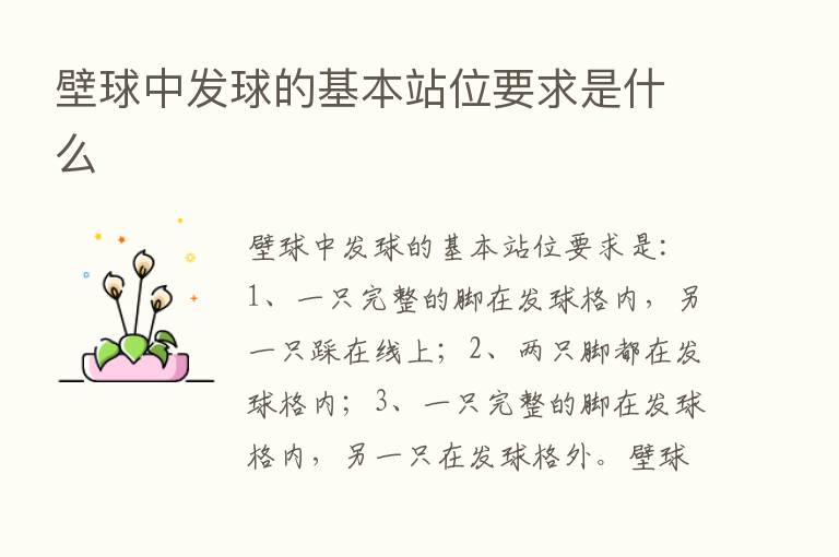 壁球中发球的基本站位要求是什么