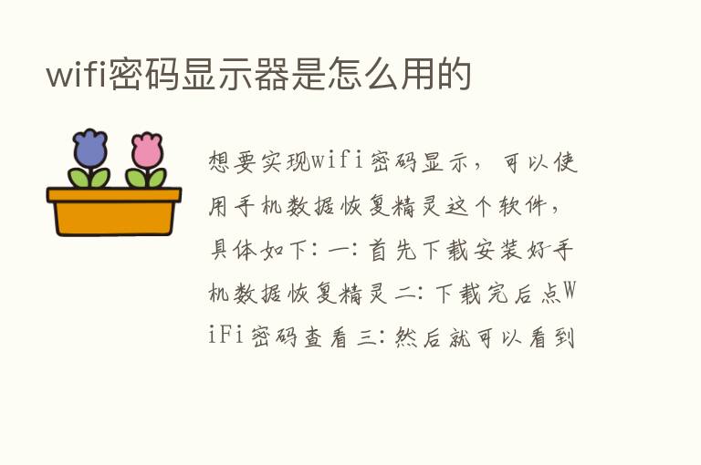 wifi密码显示器是怎么用的