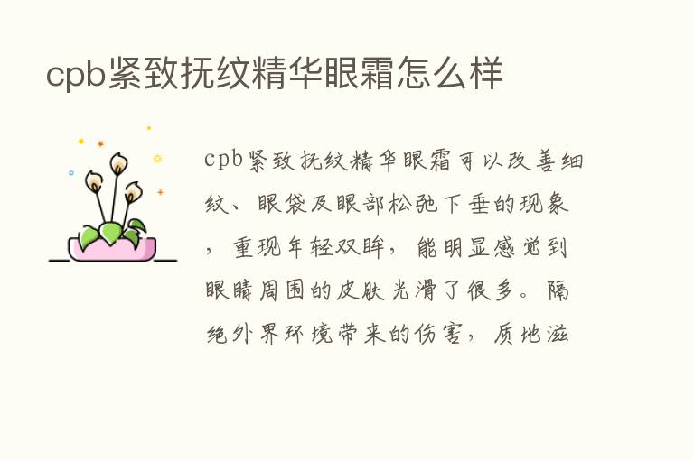 cpb紧致抚纹精华眼霜怎么样