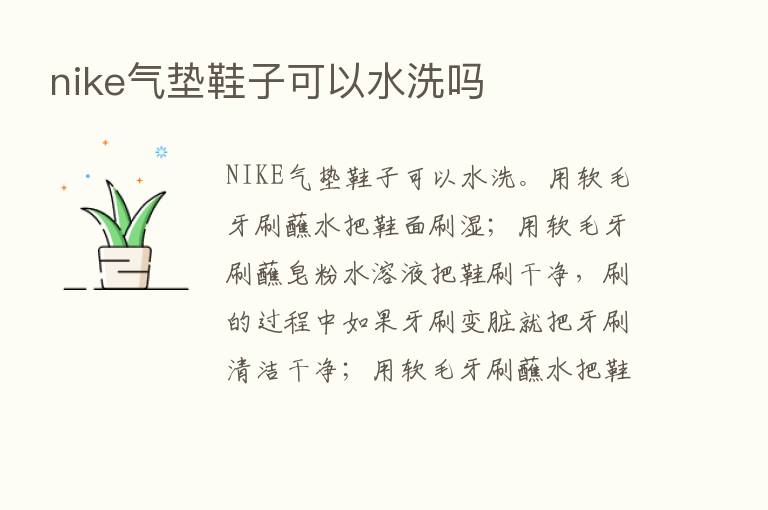 nike气垫鞋子可以水洗吗