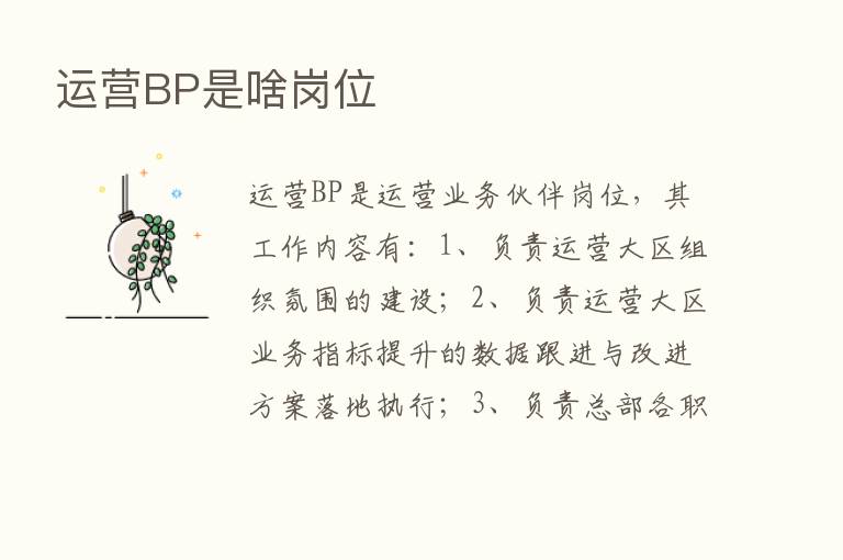 运营BP是啥岗位