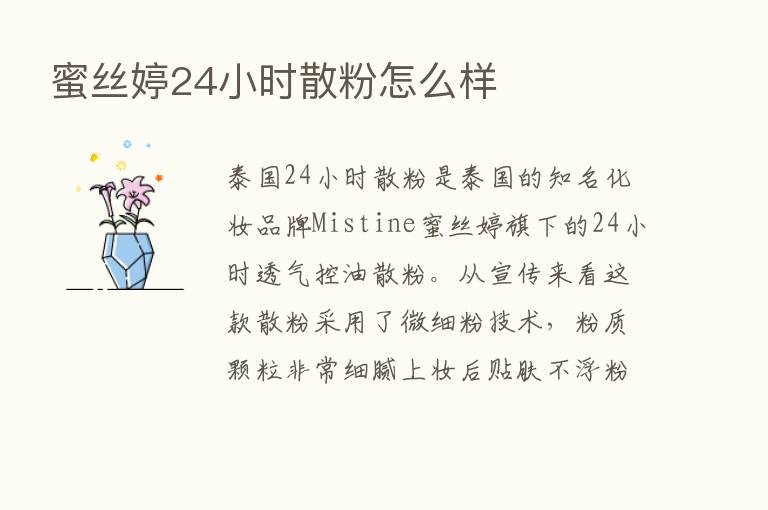 蜜丝婷24小时散粉怎么样