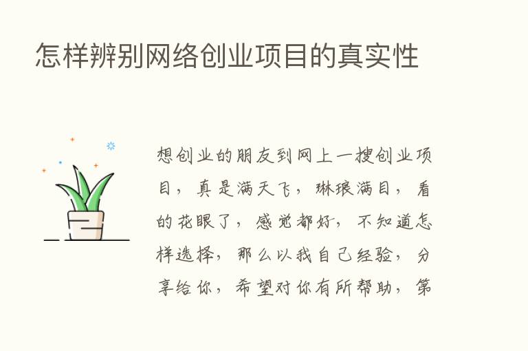 怎样辨别网络创业项目的真实性