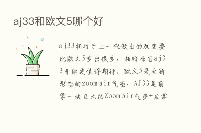 aj33和欧文5哪个好