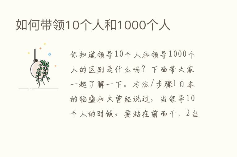 如何带领10个人和1000个人