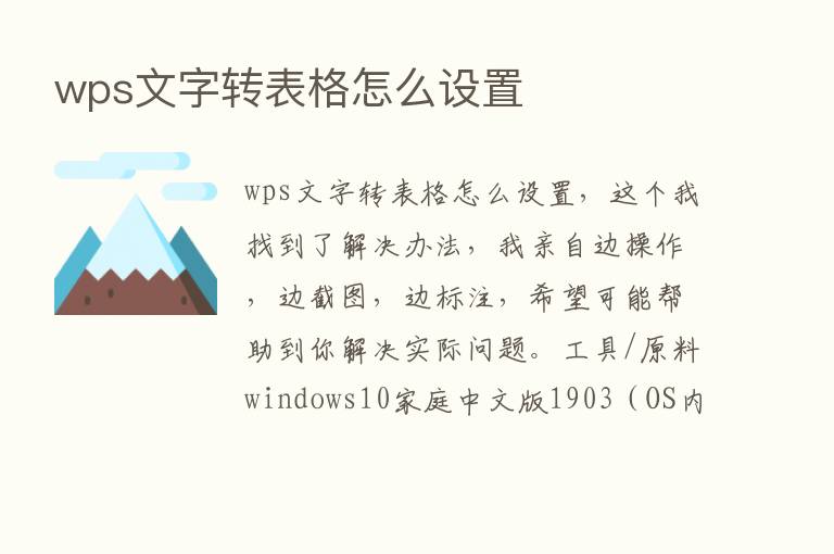 wps文字转表格怎么设置