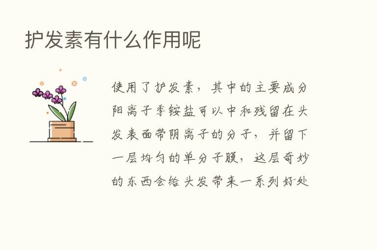 护发素有什么作用呢