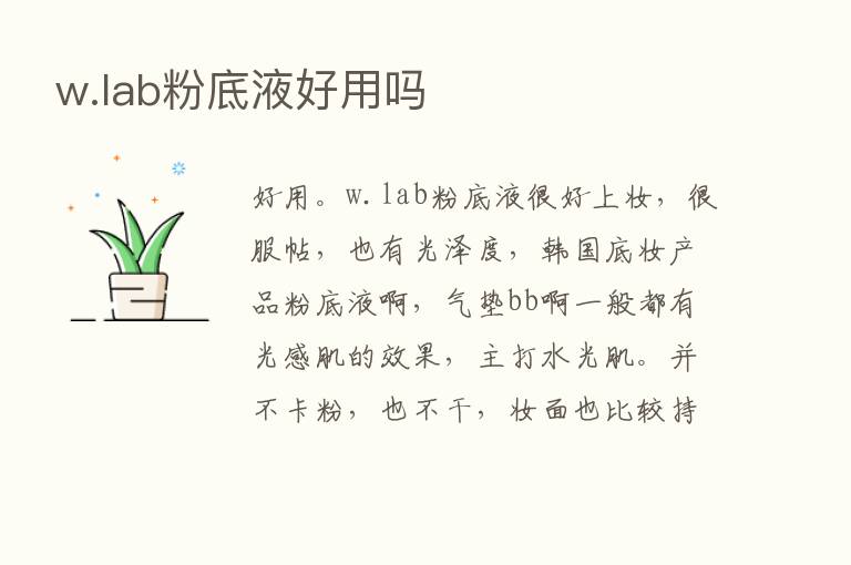 w.lab粉底液好用吗