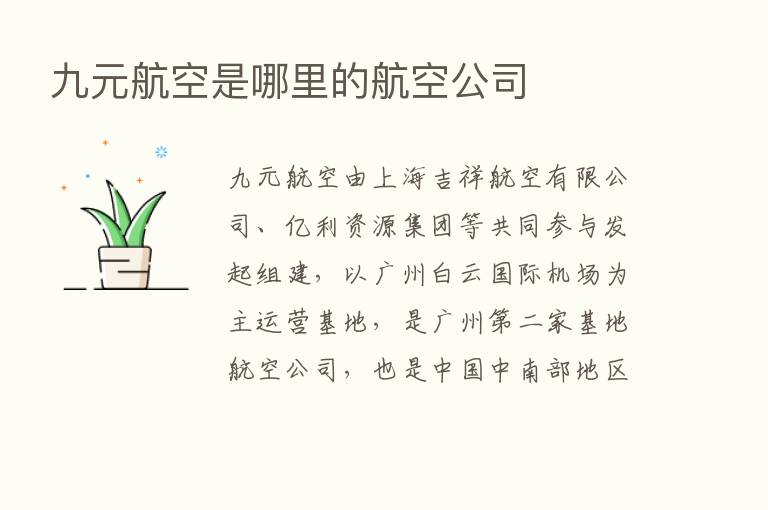 九元航空是哪里的航空公司