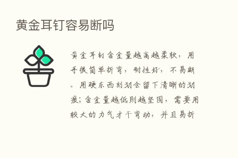 黄金耳钉容易断吗