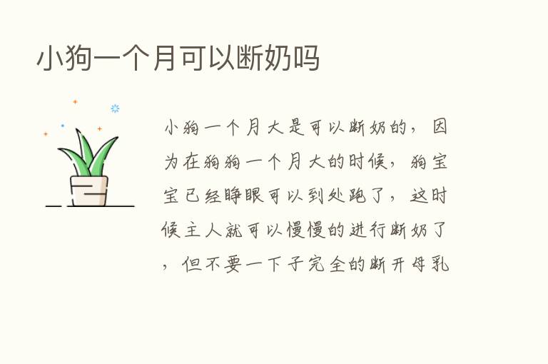 小狗一个月可以断奶吗