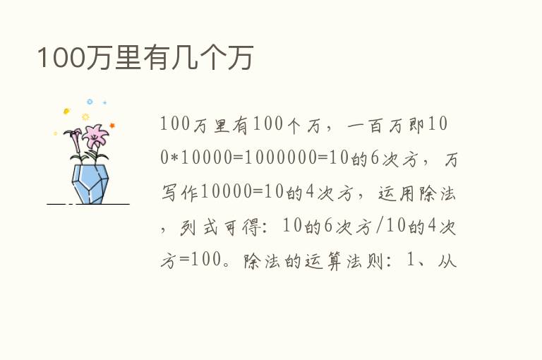 100      有几个万