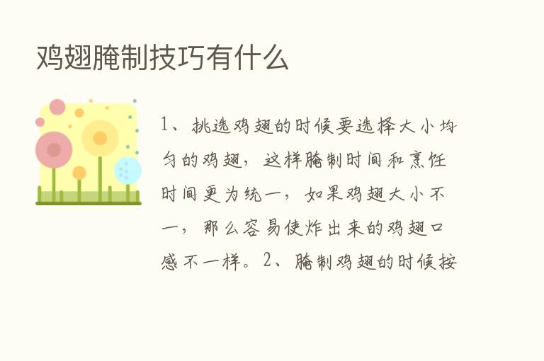 鸡翅腌制技巧有什么